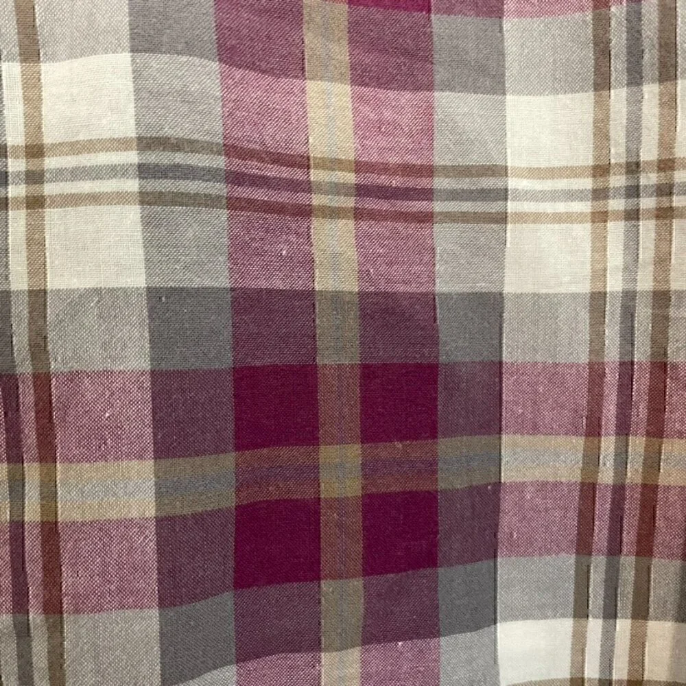 J. CREW Mens Madras Shirts Tailored Purple Gray Plaid Long Sleeve Button Down L